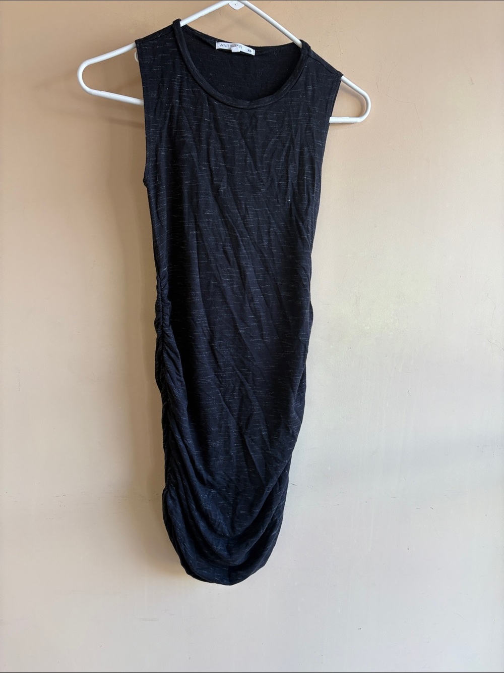 Sleeveless Black Ruched-Side Maxi Dress